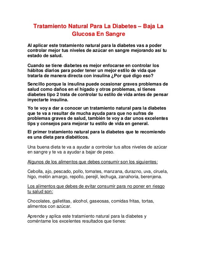 Tratamiento Natural Para La Diabetes – Baja La Glucosa En Tratamiento Natural Para La Diabetes – Baja La Glucosa En