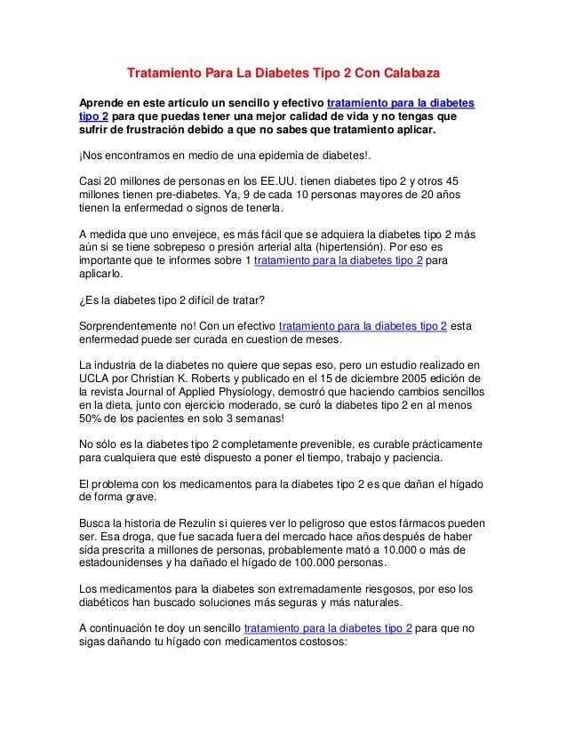 Tratamiento Para La Diabetes Tipo 2 Con Calabaza