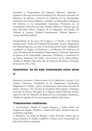 Tratamientos De CortesíA En EspañA