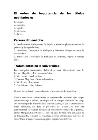 Tratamientos De CortesíA En EspañA