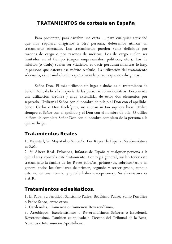 Tratamientos De CortesíA En EspañA
