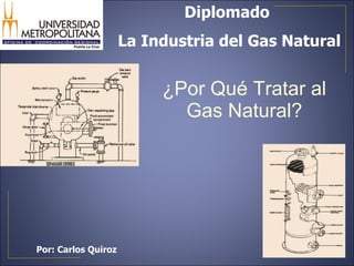¿Por Qué Tratar al Gas Natural? Por: Carlos Quiroz Diplomado  La Industria del Gas Natural 