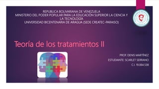 PROF. DENIS MARTÍNEZ
ESTUDIANTE: SCARLET SERRANO
C.I. 19.064.538
REPUBLICA BOLIVARIANA DE VENEZUELA
MINISTERIO DEL PODER POPULAR PARA LA EDUCACIÓN SUPERIOR LA CIENCIA Y
LA TECNOLOGÍA
UNIVERSIDAD BICENTENARIA DE ARAGUA (SEDE CREATEC-PARAISO)
 