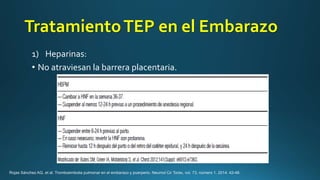 TratamientoTEP en el Embarazo
1) Heparinas:
• No atraviesan la barrera placentaria.
 