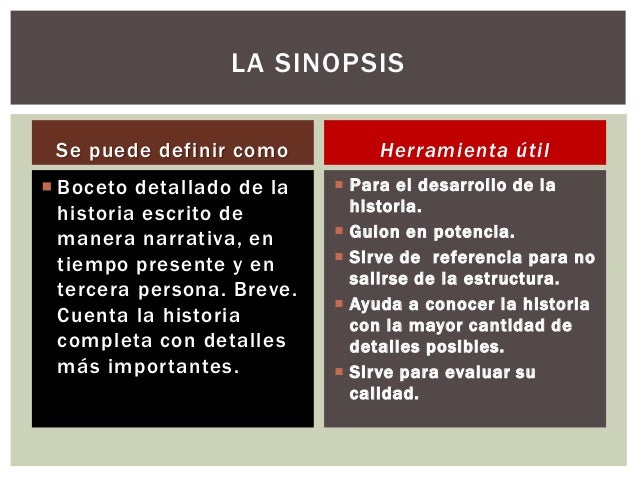 Sinopsis, tratamiento y guion literario