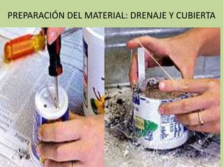 PREPARACIÓN DEL MATERIAL: DRENAJE Y CUBIERTA
 