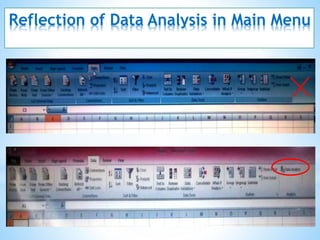 Reflection of Data Analysis in Main Menu
 