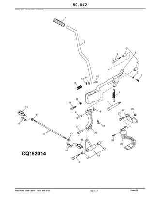 TRACTORS JOHN DEERE 5600 AND 5700 CQ33115 06MAI04
REAR PTO LEVER AND LINKAGE
50.042
 