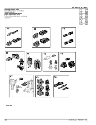 040 SISTEMA ELETRICO
Sectional Pictorial Index
Index d'illustrations par sections.
Gruppenbildindex
Indice illustrato delle sezioni
Índice pictórico por seção
Índice de ilustraciones por secciones
PUBM1542 A.1
41- 218
42- 220
43- 222
44- 223
45- 224
46- 226
47- 227
48- 228
49- 230
50- 232
136 6145J Tractor PC8550P (E.1)
()
 