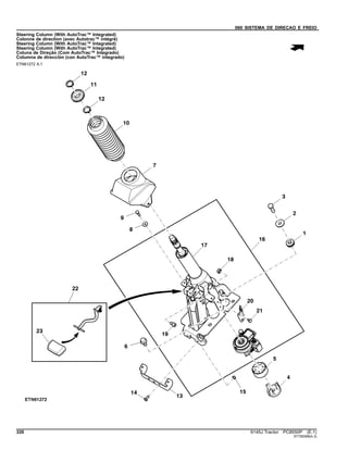 060 SISTEMA DE DIRECAO E FREIO
Steering Column (With AutoTrac™ Integrated)
Colonne de direction (avec Autotrac™ intégré)
Steering Column (With AutoTrac™ Integrated)
Steering Column (With AutoTrac™ Integrated)
Coluna de Direção (Com AutoTrac™ Integrado)
Columna de dirección (con AutoTrac™ integrado)
ETN61272 A.1
326 6145J Tractor PC8550P (E.1)
ST758368(A.3)
 