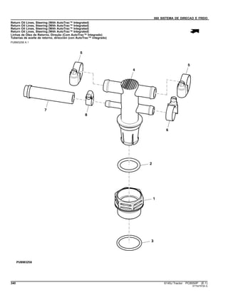 060 SISTEMA DE DIRECAO E FREIO
Return Oil Lines, Steering (With AutoTrac™ Integrated)
Return Oil Lines, Steering (With AutoTrac™ Integrated)
Return Oil Lines, Steering (With AutoTrac™ Integrated)
Return Oil Lines, Steering (With AutoTrac™ Integrated)
Linhas de Óleo de Retorno, Direção (Com AutoTrac™ Integrado)
Tuberías de aceite de retorno, dirección (con AutoTrac™ integrado)
PUBM3258 A.1
340 6145J Tractor PC8550P (E.1)
ST752797(B.3)
 