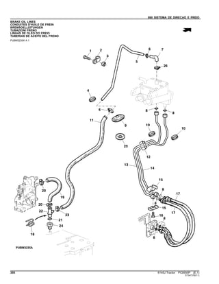 060 SISTEMA DE DIRECAO E FREIO
BRAKE OIL LINES
CONDUITES D'HUILE DE FREIN
BREMSOELLEITUNGEN
TUBAZIONI FRENO
LINHAS DE OLEO DO FREIO
TUBERIAS DE ACEITE DEL FRENO
PUBM3235A A.1
350 6145J Tractor PC8550P (E.1)
ST347376(F.1)
 
