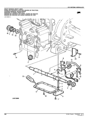 070 SISTEMA HIDRAULICO
DRAFT SENSOR, DRAFT LINKS
SONDE DE CONTROLE D`EFFORT (BARRE DE TRACTION)
ZUGKRAFTSENSOR, UNTERLENKER
SENSORE DI TRAINO, PARALLELE
SENSOR DE CONTROLE DE CARGA, BARRA DE TRACAO
SENSOR DE CONTROL DE CARGA, BARRAS DE TIRO
LX013988 A.1
366 6145J Tractor PC8550P (E.1)
ST347385(C.1)
 