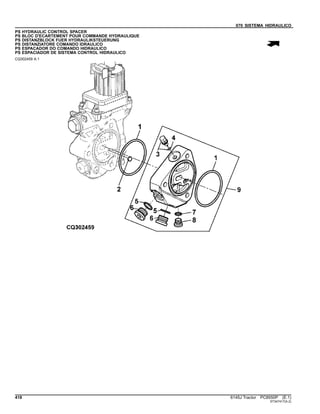 070 SISTEMA HIDRAULICO
PS HYDRAULIC CONTROL SPACER
PS BLOC D'ECARTEMENT POUR COMMANDE HYDRAULIQUE
PS DISTANZBLOCK FUER HYDRAULIKSTEUERUNG
PS DISTANZIATORE COMANDO IDRAULICO
PS ESPACADOR DO COMANDO HIDRAULICO
PS ESPACIADOR DE SISTEMA CONTROL HIDRAULICO
CQ302459 A.1
418 6145J Tractor PC8550P (E.1)
ST347417(A.2)
 