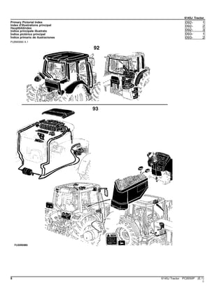 6145J Tractor
Primary Pictorial Index
Index d'illustrations principal
Hauptbildindex
Indice principale illustrato
Índice pictórico principal
Índice primario de ilustraciones
PUBM0890 A.1
092- 1
092- 2
092- 3
093- 1
093- 2
8 6145J Tractor PC8550P (E.1)
()
 