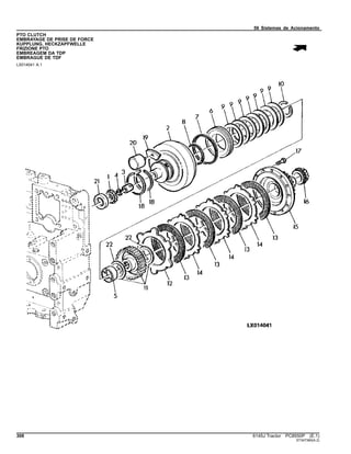 56 Sistemas de Acionamento
PTO CLUTCH
EMBRAYAGE DE PRISE DE FORCE
KUPPLUNG, HECKZAPFWELLE
FRIZIONE PTO
EMBREAGEM DA TDP
EMBRAGUE DE TDF
LX014041 A.1
308 6145J Tractor PC8550P (E.1)
ST347360(A.2)
 