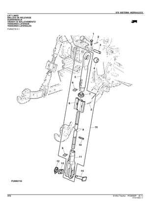070 SISTEMA HIDRAULICO
LIFT LINKS
BIELLES DE RELEVAGE
HUBSPINDELN
TIRANTI DI SOLLEVAMENTO
TENSORES LATERAIS
TENSORES LATERALES
PUBM2739 A.1
372 6145J Tractor PC8550P (E.1)
ST347389(C.1)
 