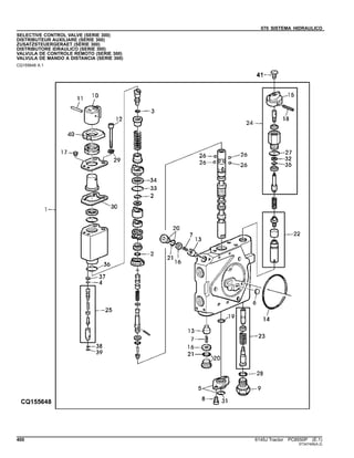 070 SISTEMA HIDRAULICO
SELECTIVE CONTROL VALVE (SERIE 300)
DISTRIBUTEUR AUXILIARE (SERIE 300)
ZUSATZSTEUERGERAET (SERIE 300)
DISTRIBUTORE IDRAULICO (SERIE 300)
VALVULA DE CONTROLE REMOTO (SERIE 300)
VALVULA DE MANDO A DISTANCIA (SERIE 300)
CQ155648 A.1
400 6145J Tractor PC8550P (E.1)
ST347406(A.2)
 