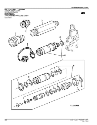 070 SISTEMA HIDRAULICO
QUICK DISCONNECT COUPLERS
ACCOUPLEMENT RAPIDE
SCHNELLKUPPLUNG
GIUNTI RAPIDI
ENGATE RAPIDO
ACOPLAMIENTO HIDRAULICO RAPIDO
CQ302458 A.1
408 6145J Tractor PC8550P (E.1)
ST347411(A.2)
 