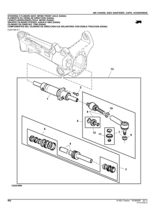 080 CHASSI, EIXO DIANTEIRO, CAPO, ACESSORIOS
STEERING CYLINDER ASSY, MFWD FRONT AXLE (DANA)
ELEMENTS DU VERIN DE DIRECTION (DANA)
LENKZYLINDER-EINZELTEILE, MFWD (DANA)
GRUPPO CILINDRO STERZO, ASSALE 4WD (DANA)
CILINDRO DA DIRECAO, TDM (DANA)
COMPONENTES DEL CILINDRO DE DIRECCION EJE DELANTERO CON DOBLE TRACCION (DANA)
CQ301906 B.1
462 6145J Tractor PC8550P (E.1)
ST347442(B.2)
 