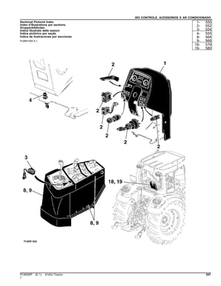 093 CONTROLE, ACESSORIOS E AR CONDICIONADO
Sectional Pictorial Index
Index d'illustrations par sections.
Gruppenbildindex
Indice illustrato delle sezioni
Índice pictórico por seção
Índice de ilustraciones por secciones
PUBM1554 A.1
1- 550
2- 552
3- 554
4- 555
8- 564
9- 566
18- 579
19- 580
PC8550P (E.1) 6145J Tractor 547
()
 