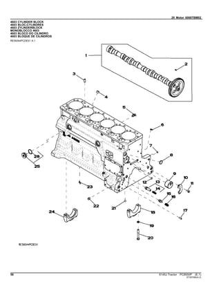 20 Motor 6068TBM02
4603 CYLINDER BLOCK
4603 BLOC-CYLINDRES
4603 ZYLINDERBLOCK
MONOBLOCCO 4603
4603 BLOCO DO CILINDRO
4603 BLOQUE DE CILINDROS
RE59344PCDE01 A.1
58 6145J Tractor PC8550P (E.1)
ST397084(A.2)
 