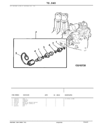 TRATORES JOHN DEERE 7500 CPCQ26568 30Jan02
KIT RETORNO LIVRE P/ MOTORES HID. VCR
1
2
3
4
5
6
7
51M7045
38H5076
38H5142
AL81368
L31745
T77857
AL82291
ANEL O
CONECTOR
CONEXAO
MACHO DO ENGATE RAPIDO
PROTEÇÃO CONTRA PO
ANEL O
KIT
2
1
1
1
1
2
1
7
5
0
0
X
X
X
X
X
X
X
19.300X2.200MM
70.040
-
-
-
-
-
-
-
ITEM NÚMERO DESCRIÇÃO QTDE OBSERVAÇÕESNO. SÉRIE
 