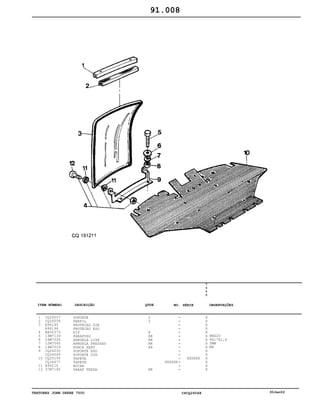 TRATORES JOHN DEERE 7500 CPCQ26568 30Jan02
1
2
3
4
5
6
7
8
9
10
11
12
CQ26057
CQ26058
R96195
R96196
RE50373
19M7139
24M7026
12M7065
14M7029
CQ26235
CQ26049
CQ25155
CQ34677
R96216
37M7165
SUPORTE
PERFIL
PROTECAO DIR
PROTECAO ESQ
KIT
PARAFUSO
ARRUELA LISA
ARRUELA PRESSAO
PORCA SEXT
SUPORTE ESQ
SUPORTE DIR
TAPETE
TAPETE
BUCHA
PARAF FENDA
2
2
8
AR
AR
AR
AR
AR
XXXXXX
XXXXXX
7
5
0
0
X
X
X
X
X
X
X
X
X
X
X
X
X
X
X
M8X20
9X17X1,6
5MM
M8
91.008
-
-
-
-
-
-
-
-
-
-
-
-
-
-
-
ITEM NÚMERO DESCRIÇÃO QTDE OBSERVAÇÕESNO. SÉRIE
 