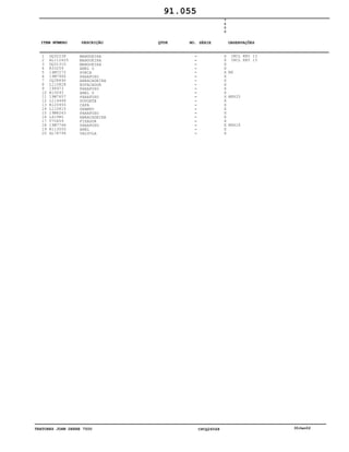 TRATORES JOHN DEERE 7500 CPCQ26568 30Jan02
1
2
3
4
5
6
7
8
9
10
11
12
13
14
15
16
17
18
19
20
DQ32238
AL112625
DQ31310
R33259
14M7272
19M7966
CQ38890
L110828
198973
R10093
19M7657
L114448
R120955
L110815
19M8263
L41980
T70659
19M7768
R113050
AL78796
MANGUEIRA
MANGUEIRA
MANGUEIRA
ANEL O
PORCA
PARAFUSO
ABRAÇADEIRA
ESPAÇADOR
PARAFUSO
ANEL O
PARAFUSO
SUPORTE
CAPA
GRAMPO
PARAFUSO
ABRAÇADEIRA
FIXADOR
PARAFUSO
ANEL
VALVULA
7
5
0
0
X
X
X
X
X
X
X
X
X
X
X
X
X
X
X
X
X
X
X
X
INCL KEY 13
INCL KEY 13
M6
M8X25
M6X16
91.055
-
-
-
-
-
-
-
-
-
-
-
-
-
-
-
-
-
-
-
-
ITEM NÚMERO DESCRIÇÃO QTDE OBSERVAÇÕESNO. SÉRIE
 