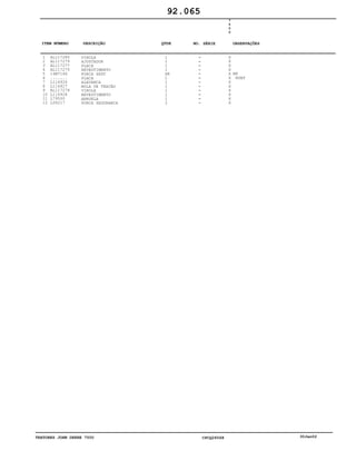 TRATORES JOHN DEERE 7500 CPCQ26568 30Jan02
1
2
3
4
5
6
7
8
9
10
11
12
AL117280
AL117279
AL117277
AL117275
14M7166
.......
L114926
L114927
AL117278
L114928
L79500
L58217
VIROLA
AJUSTADOR
PLACA
REVESTIMENTO
PORCA SEXT
PLACA
ALAVANCA
MOLA DE TRAÇÃO
VIROLA
REVESTIMENTO
ARRUELA
PORCA SEGURANÇA
1
1
1
1
AR
1
1
1
1
1
1
2
7
5
0
0
X
X
X
X
X
X
X
X
X
X
X
X
M8
NSEP
92.065
-
-
-
-
-
-
-
-
-
-
-
-
ITEM NÚMERO DESCRIÇÃO QTDE OBSERVAÇÕESNO. SÉRIE
 