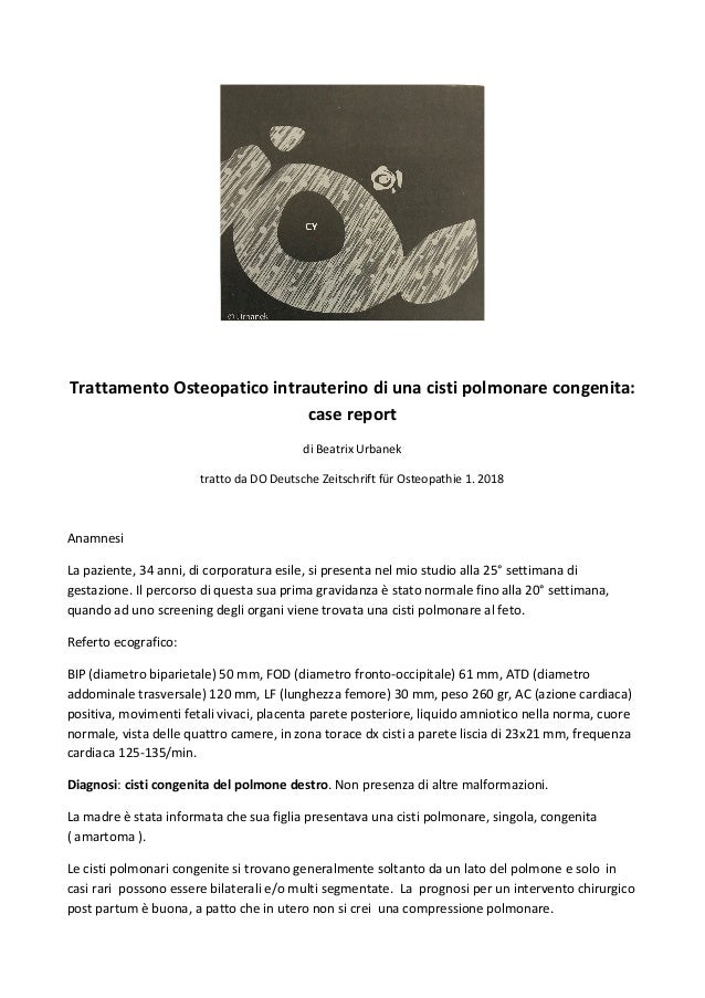 Trattamento Osteopatico Intrauterino Di Una Cisti Polmonare Congenita