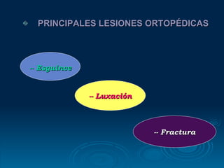 PRINCIPALES LESIONES ORTOPÉDICAS -- Esguince -- Luxación -- Fractura