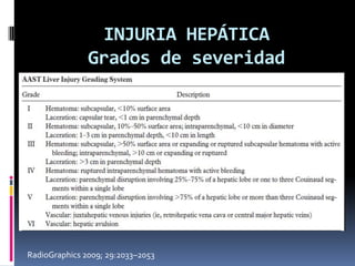 INJURIA HEPÁTICA
               Grados de severidad




RadioGraphics 2009; 29:2033–2053
 