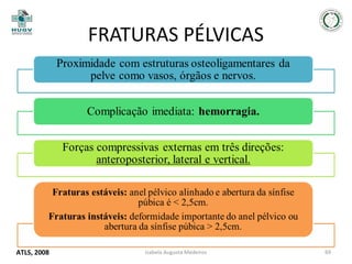 FRATURAS PÉLVICAS

ATLS, 2008

Izabela Augusta Medeiros

69

 