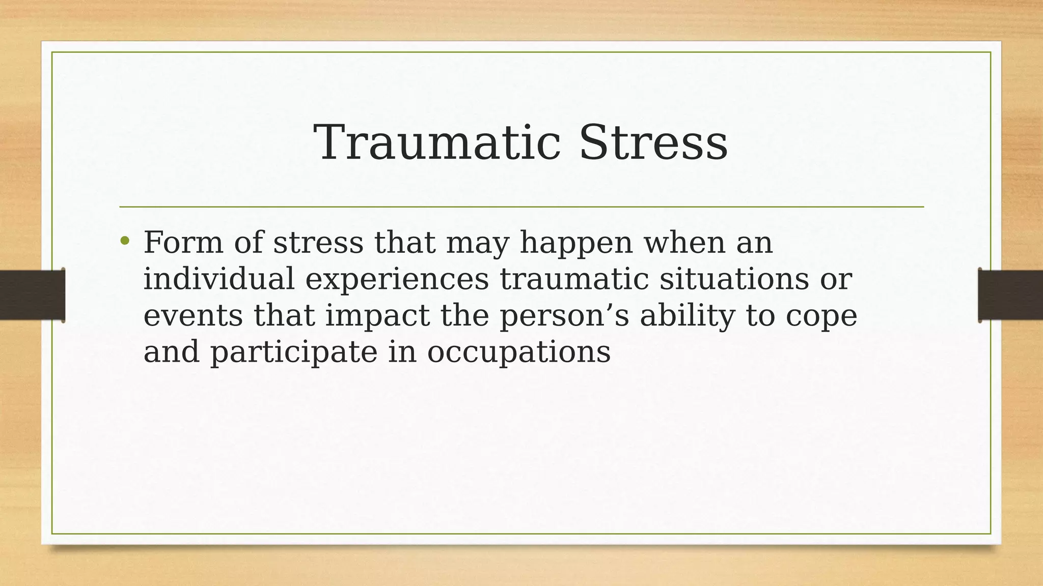 Trauma and stressor related disorders | PDF