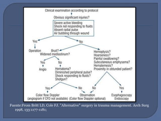 Fuente:FromBritt LD, Cole FJ. "Alternative" surgery in trauma management. Arch Surg 1998, 133:1177-1181;