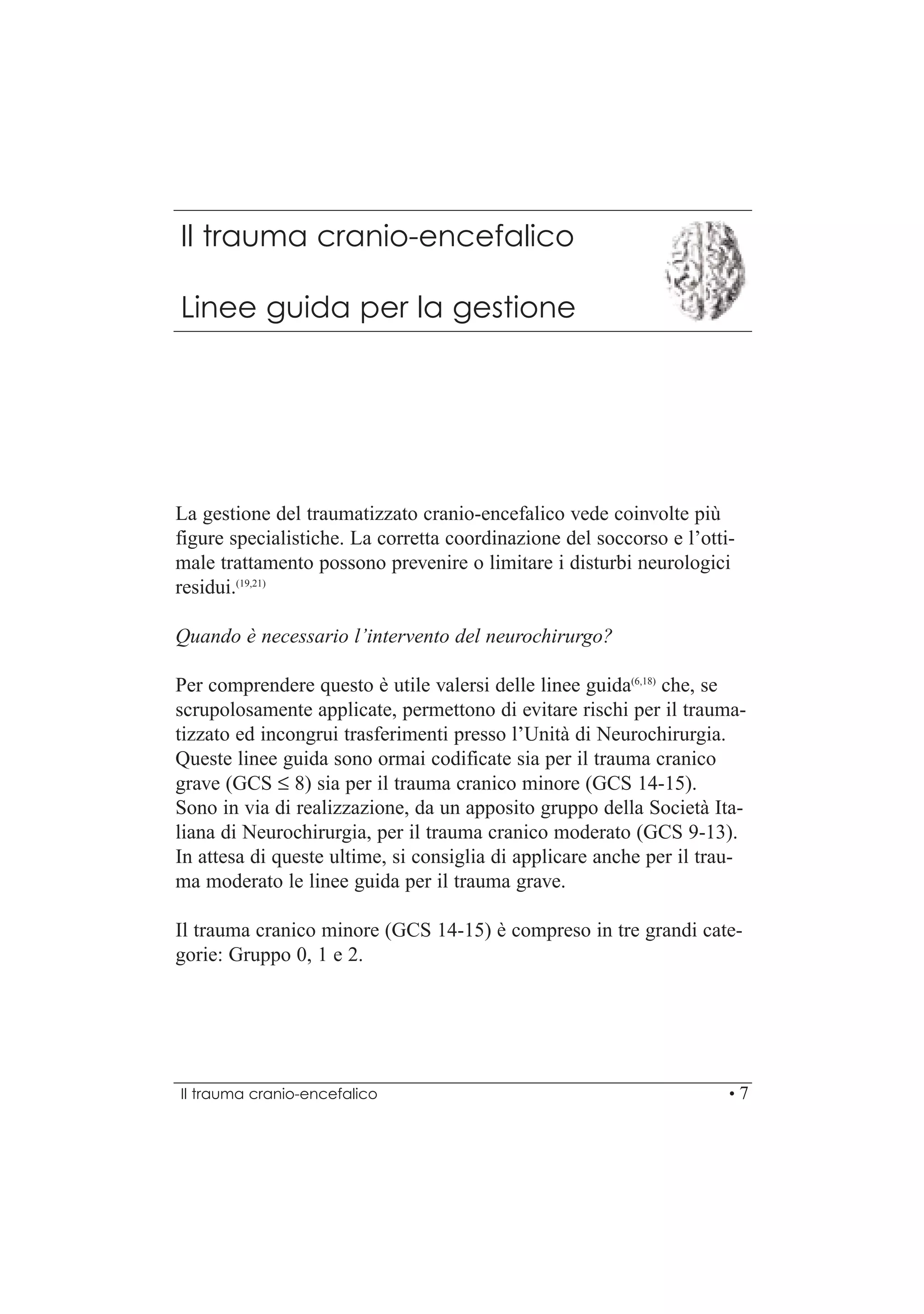 Linee guida per la gestione del trauma cranio-encefalico | PDF