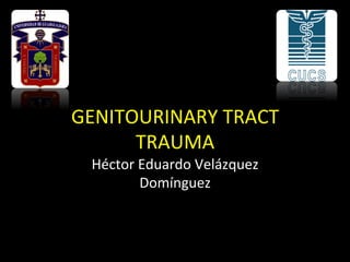GENITOURINARY TRACT 
      TRAUMA 
 Héctor Eduardo Velázquez 
        Domínguez 
 