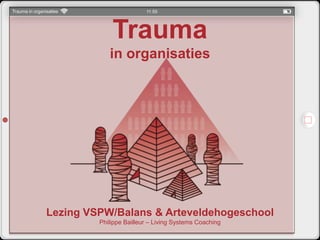 Trauma
in organisaties
Lezing VSPW/Balans & Arteveldehogeschool
Philippe Bailleur – Living Systems Coaching
 