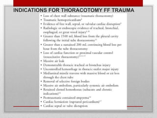 INDICATIONS FOR THORACOTOMY FF TRAUMA
 