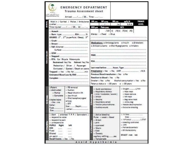 Trauma Skills Sheet