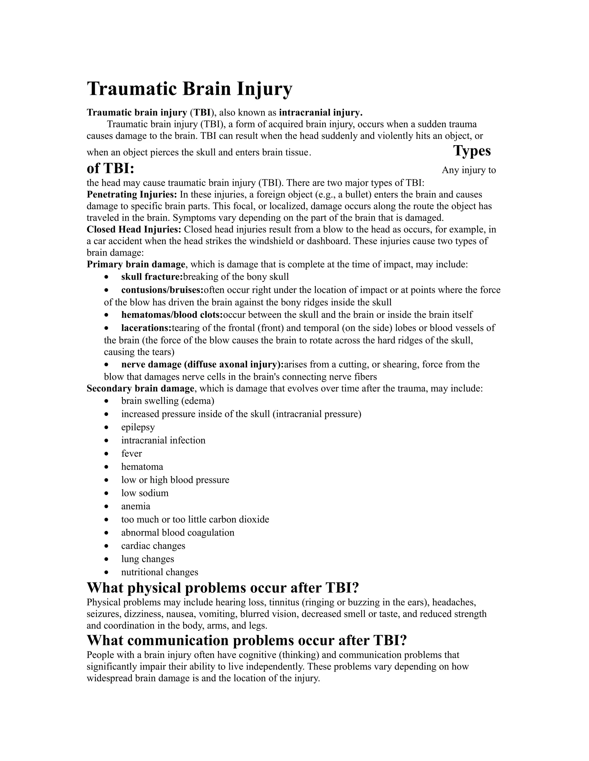 Traumatic brain injury | PDF
