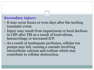 Subsequent Injury Traumatic brain injury | PPTX