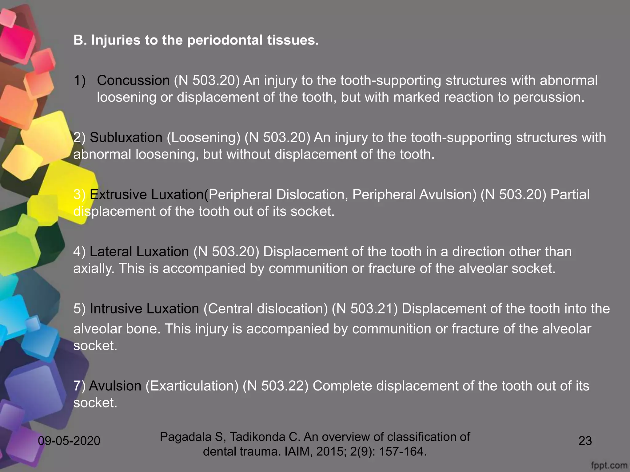 Traumatic Dental Injuries to Permanent Teeth | PPT