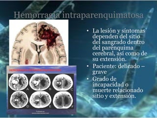 LESIONES INTRACRANEALES AGUDASHEMORRAGIA SUBARACNOIDEACausa más frecuente de Hemorragia post-contusional80% de lascontusiones