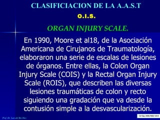 En 1990, Moore et al18, de la Asociación Americana de Cirujanos de Traumatología, elaboraron una serie de escalas de lesio...