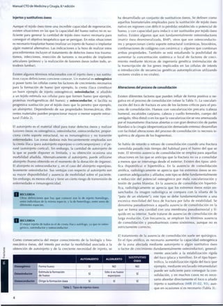 Manual CTO de Medicina y Cirugía, 8.a
edición
Injertos y sustitutivos óseos
Aunque el tejido óseo tiene una increíble capacidad de regeneración,
existen situaciones en las que la capacidad del hueso nativo no es su-
ficiente para generar la cantidad de tejido óseo nuevo necesaria para
conseguir el objetivo terapéutico que se persigue. En estas situaciones
es necesario trasplantar hueso (realizar un injerto de hueso) o implantar
algún material alternativo. Las indicaciones a la hora de realizar estos
procedimientos incluyen el tratamiento de defectos óseos tras trauma-
tismos, infecciones, resección de tumores o recambio de implantes
articulares (prótesis) y la realización de fusiones óseas (sobre todo, ar-
trodesis lumbar).
Existen algunos términos relacionados con el injerto óseo y sus sustitu-
tivos cuyas definiciones conviene conocer. Un material es osteogénico
si posee tanto las células c o m o los factores de crecimiento necesarios
para la formación de hueso (por ejemplo, la cresta ilíaca constituye
un buen ejemplo de injerto osteogénico); osteoinductor, si añadido
a un tejido estimula sus células para que formen hueso (por ejemplo,
proteínas morfogenéticas del hueso); y osteoconductor, si facilita su
progresiva sustitución por el tejido óseo que lo penetra (por ejemplo,
un aloinjerto). Dependiendo de sus propiedades biomecánicas, dife-
rentes materiales pueden proporcionar mayor o menor soporte estruc-
tural (Tabla 2).
El autoinjerto es el material ideal para tratar defectos óseos y realizar
fusiones óseas: es osteogénico, osteoinductor, osteoconductor, propor-
ciona cierto soporte estructural, no es inmunogénico y no transmite
enfermedades. Las zonas dadoras más frecuentemente empleadas son
la cresta ilíaca (para autoinjerto esponjoso o corticoesponjoso) y el pe-
roné (autoinjerto cortical). Sin embargo, la cantidad de autoinjerto de
la que se puede disponer es limitada, y su obtención ocasiona una
morbilidad añadida. Alternativamente al autoinjerto, puede utilizarse
aloinjerto (hueso obtenido en el momento de la donación de órganos).
El aloinjerto es osteoconductor y, en el caso del aloinjerto esponjoso,
levemente osteoinductor. Sus ventajas con respecto al autoinjerto son
su mayor disponibilidad y ausencia de morbilidad sobre el paciente.
Sin embargo, es menos eficaz y tiene un cierto riesgo de transmisión de
enfermedades e inmunogenicidad.
R E C U E R D A
Otras definiciones que hay que conocer son la de injerto homólogo,
entre individuos de la misma especie, y la de heterólogo, entre seres de
diferentes especies.
R E C U E R D A
El mejor injerto de todos es el de cresta ilíaca autólogo, ya que es osteo-
génico, osteinductor y osteoconductor.
C o m o consecuencia del mejor c o n o c i m i e n t o de la biología y b i o -
mecánica óseas, del interés por evitar la m o r b i l i d a d asociada a la
obtención de autoinjerto y de la creciente necesidad de injerto, se
AUTOINJERTO ALOINJERTO
SUSTITUTIVO
Ó S E O
Osteogénico Forma hueso Si NO NO
. ^ Estimula la formación
Osteoinductor ! , ,
de hueso
Si
Sólo si es hueso
esponjoso
Si
Osteoconductor ¡ Dirige la formación ósea si Si Si
Tabla 2. Tipos de injertos óseos
ha desarrollado un c o n j u n t o de sustitutivos óseos. Se definen c o m o
aquellos biomateriales empleados para la sustitución de tejido óseo
nativo en regiones con déficit (o pérdida) establecido o potencial de
hueso, y con capacidad para inducir o ser sustituidos por tejido óseo
nativo. Existen algunos que son fundamentalmente osteoinductores
(matriz ósea desmineralizada, BMP), otros q u e son osteoconducto-
res y proporcionan cierto soporte estructural (cerámicas, biovidrios,
combinaciones de colágeno con cerámica) y algunos que c o m b i n a n
ambas propiedades. También se está estudiando la posibilidad de
aumentar la concentración sistémica o local de factores de creci-
miento mediante técnicas de ingeniería genética (estimulación de
la transcripción de los genes implicados en las células de interés
o introducción de secuencias genéticas autorrepl¡cativas utilizando
vectores virales o no virales).
Alteraciones del proceso de consolidación
Existen diferentes factores que pueden influir de forma positiva o ne-
gativa en el proceso de consolidación (véase la Tabla 1). La vasculari-
zación del foco de fractura es uno de los factores críticos para el pro-
ceso de consolidación. Huesos con vascularización precaria (cabeza
humeral, escafoides carpiano, cabeza y cuello femorales, cuerpo del
astrágalo, tibia distal) o en los que la vascularización se vea amenazada
por el traumatismo (fracturas abiertas o con gran destrucción de partes
blandas) o la cirugía (desperiostización demasiado extensa) desarrollan
con facilidad alteraciones del proceso de consolidación (o necrosis is-
quémica de alguno de los fragmentos).
Se habla de retardo o retraso de consolidación cuando una fractura
consolida pasado más t i e m p o del habitual para el hueso del que se
trate. El término ausencia de consolidación se emplea para aquellas
situaciones en las que se anticipa que la fractura no va a consolidar
a menos que se intervenga desde el exterior. Existen dos tipos: atró-
fica (hipotrófica) e hipertrófica. En la ausencia de consolidación
atrófica, radiológicamente se aprecia que los extremos óseos se e n -
cuentran adelgazados y afilados; este tipo se debe fundamentalmente
a reducción del potencial osteogénico por mala vascularización y
lesión de partes blandas. En la ausencia de consolidación hipertró-
fica, radiológicamente se aprecia q u e los extremos óseos están e n -
sanchados (la imagen radiológica se compara c o n la silueta de la
"pata de un elefante"); este tipo se debe fundamentalmente a una
excesiva m o v i l i d a d del foco de fractura por falta de estabilidad. Se
d e n o m i n a pseudoartrosis a aquella ausencia de consolidación en la
que se forma una cavidad c o n una membrana pseudosinovial y lí-
quido en su interior. Suele tratarse de ausencias de consolidación de
larga evolución. Con frecuencia, se emplean los términos ausencia
de consolidación y pseudoartrosis c o m o sinónimos, aunque no es
estrictamente correcto.
El tratamiento de la ausencia de consolidación suele ser quirúrgico.
En el tipo atrófico, es necesario aumentar la capacidad osteogénica
de la zona afectada mediante autoinjerto o algún sustitutivo óseo
o factor de crecimiento (fundamentalmente osteoinductor), general-
mente asociado a la estabilización rígida
del foco (placa y tornillos). En el tipo hiper-
trófico, la estabilización rígida del foco (por
ejemplo, mediante enclavado intramedular)
puede ser suficiente para conseguir la c o n -
solidación, y en muchos casos no es nece-
sario abordar directamente el foco o añadir
injerto o sustitutivos (MIR 01-02, 93), a u n -
que en ocasiones sí es necesario (Tabla 3).
4
 
