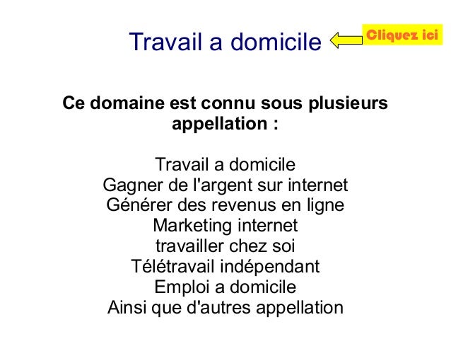 Travail a domicile sur internet