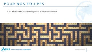 P O U R N O S E Q U I P E S
7
Il est nécessaire d'outiller et organiser le travail collaboratif
 