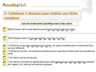 3- Collaborer à distance pour réaliser une tâche
complexe
           Suivi de la démarche scientifique dans 3 des salons
 